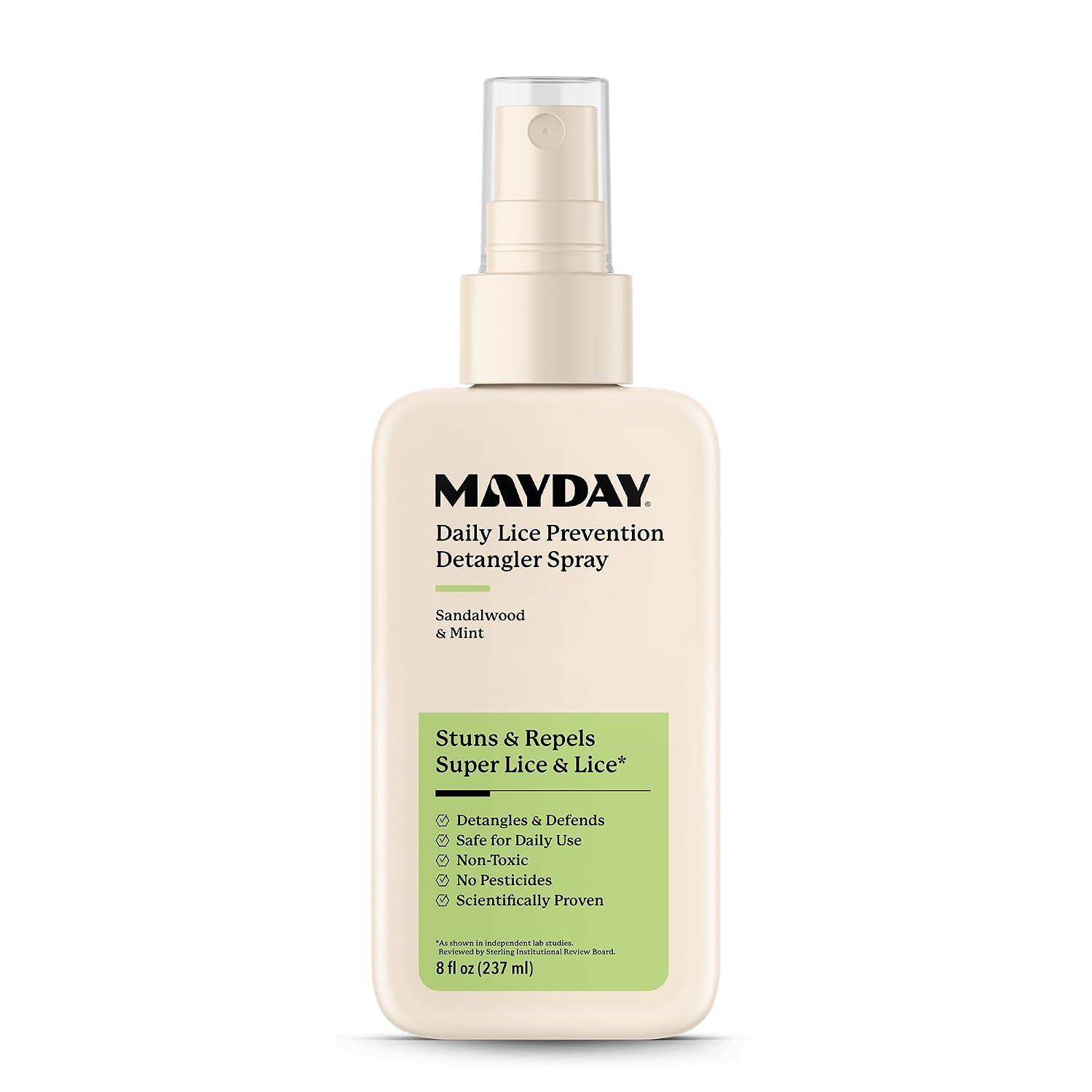 Daily Lice Prevention Detangler Spray 8 fl oz – Sandalwood & Mint – Non-Toxic Leave-In Conditioner – Repels Lice & Super Lice – Detangles, Protects & Nourishes Hair – Safe for Kids, Pesticide-Free