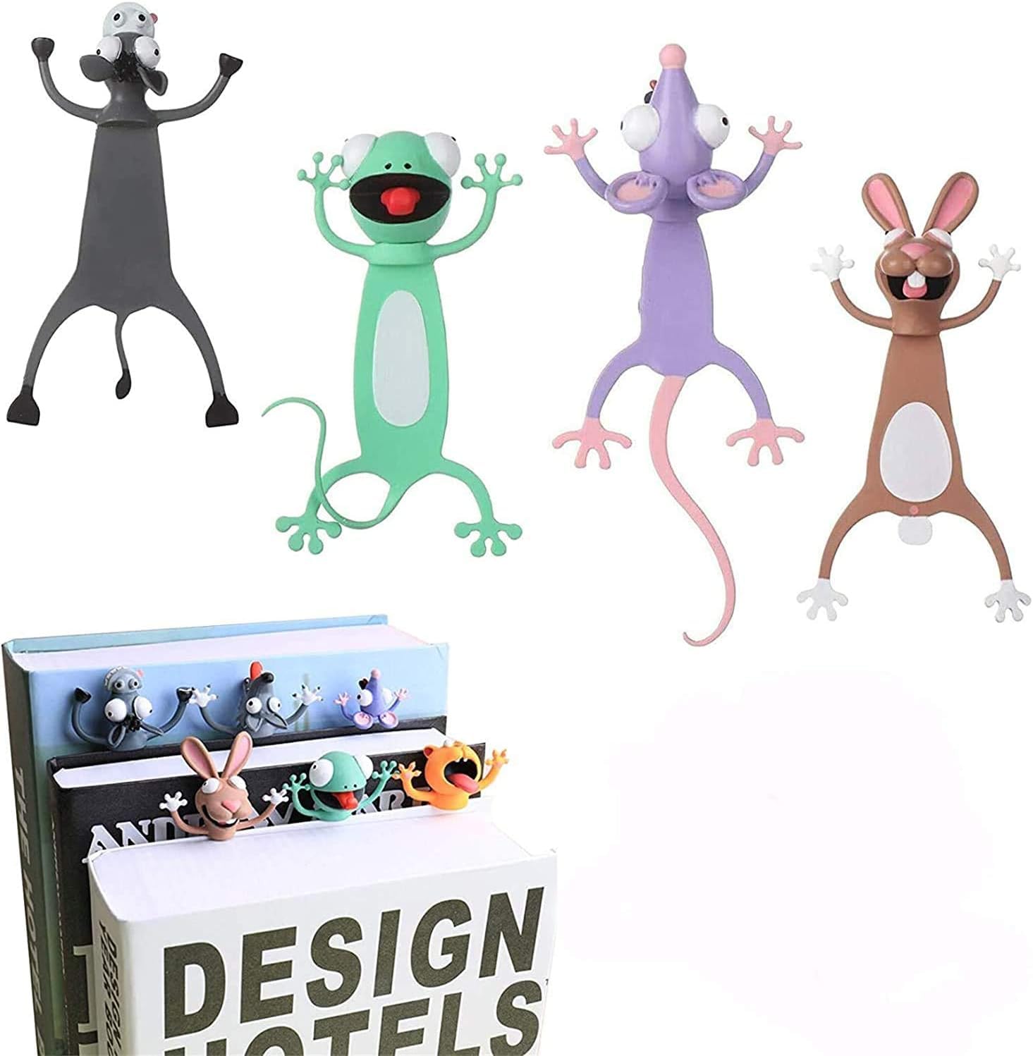 Set 8 Segnalibri 3D A Forma Di Animali Cartoon - Divertenti, Colorati, In PVC, Per Bambini, Lettura, Regalo Cancelleria, Bomboniere