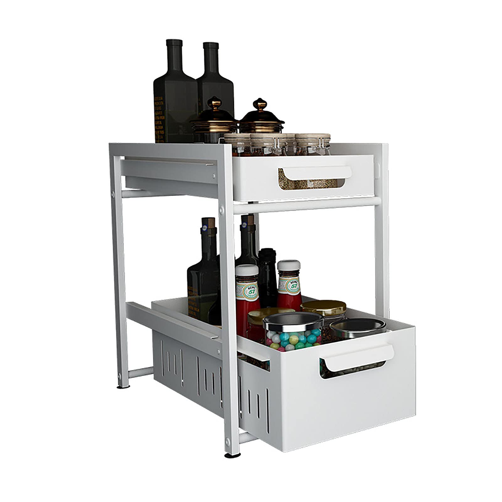 Étagère de rangement sous évier blanche multifonctionnelle pour cuisine et salle de bain