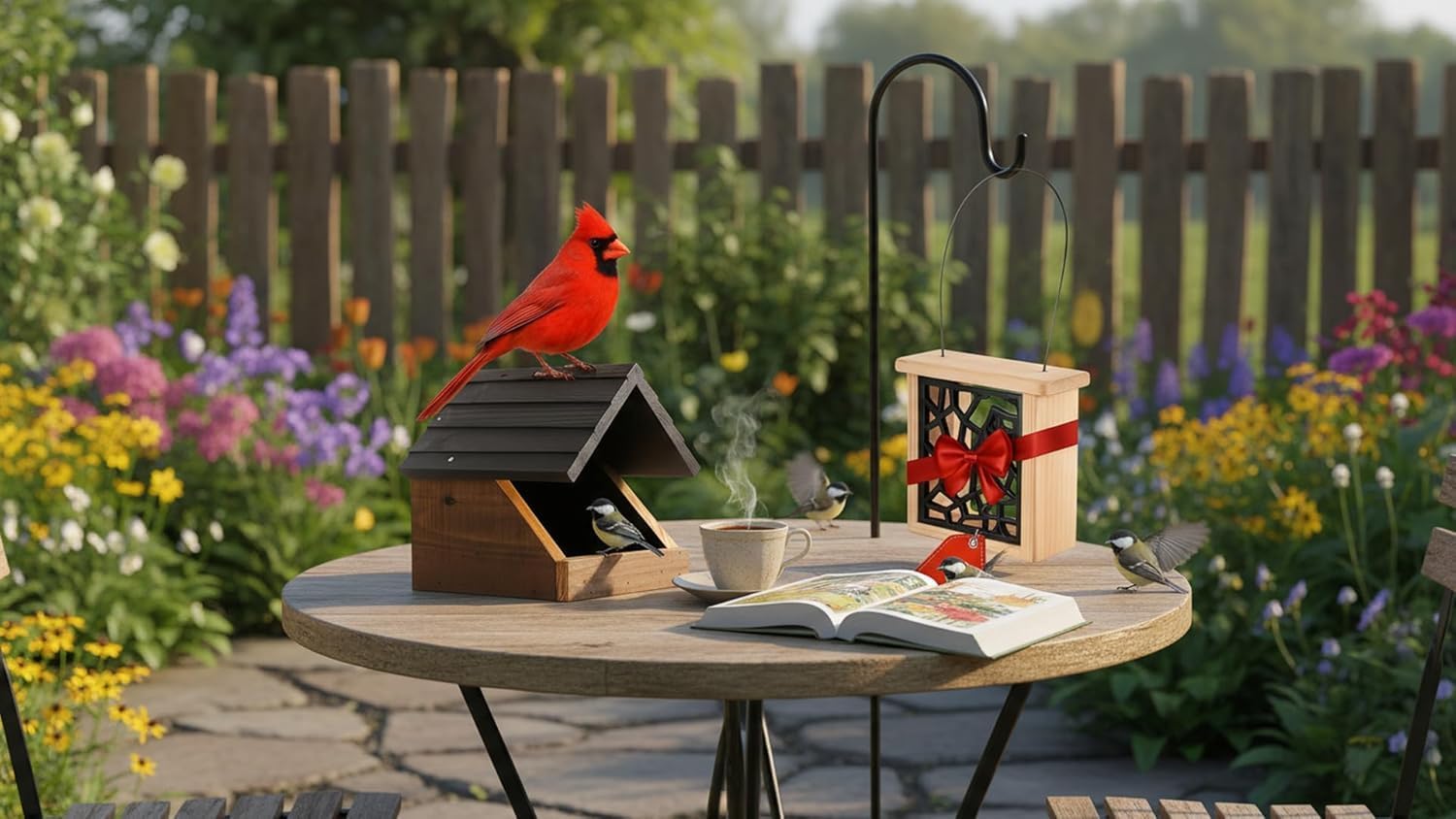 Cedar Wood Open Nesting Box - Cardinal Swallow Bird House Shelter Shelf -Suet Cake Bird Feeder - Birdhouse for Pheobe,Blackbird,Robins,Doves DIY Birdhouse Feeder Kits for Adults(A