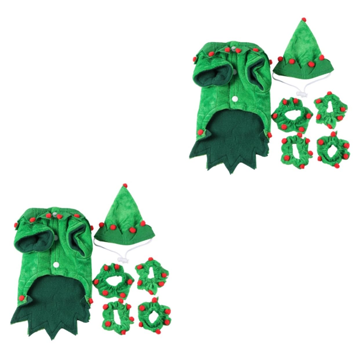 Costume de Noël pour chien et chapeau vert festif en lot de 2 ensembles