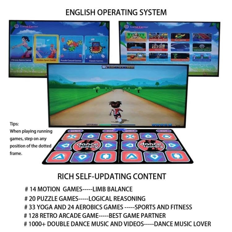VRUIVR Dancing Mat Double User Wired Dance Mat Game Non-Slip with 2 Remote Controller Multi-Function Home Game Mat for PC TV