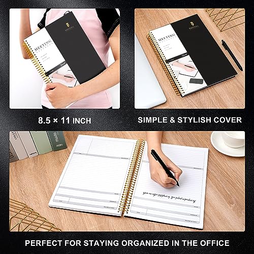 Meeting Notebook For Work With Action Items Hardcover Spiral Meeting Planner For Office Business Meeting Work Notes Notebooks For Note Taking Professional Meeting Notebooks For Men Women,Black #TOP6