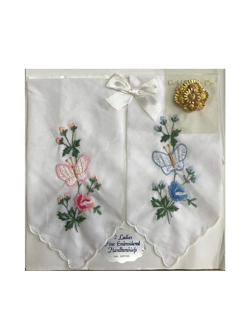 women's white handkerchief embroidered with floral design