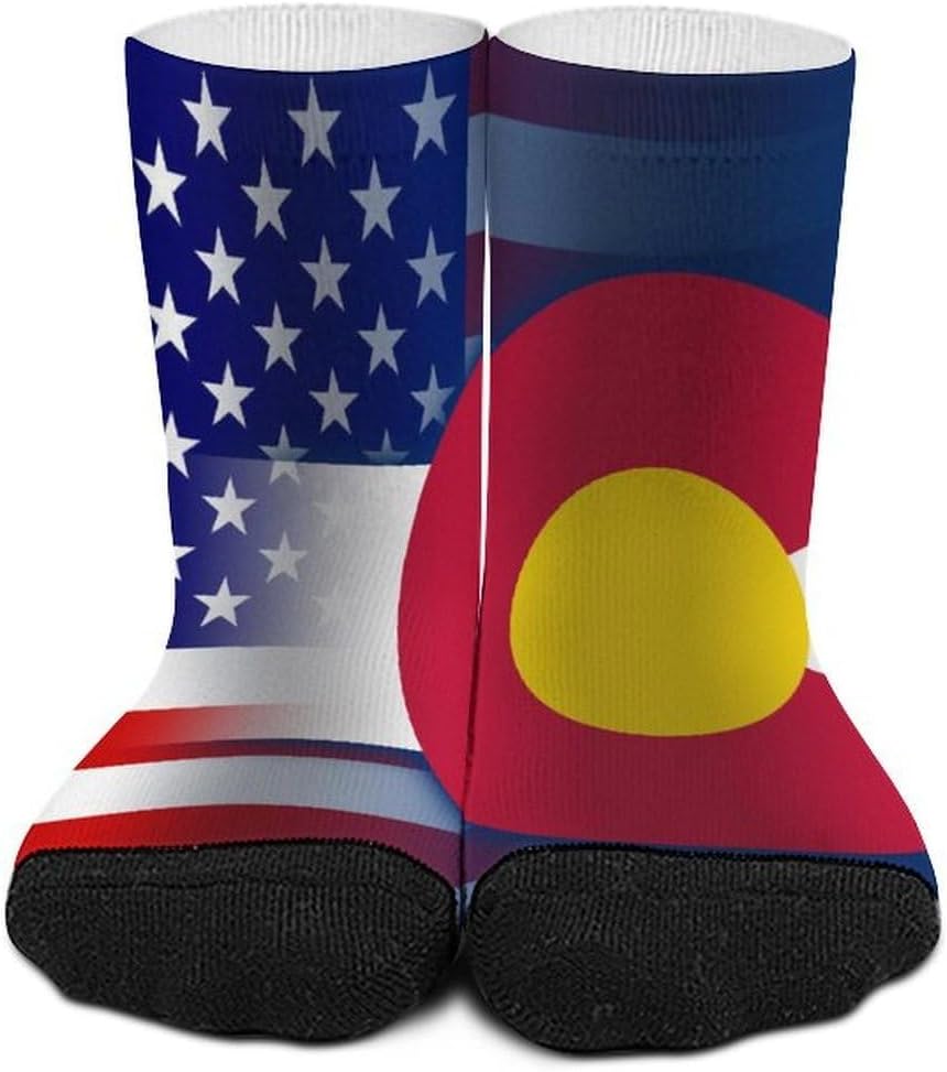 U.S.A Colorado State Flag Knee High Socks Athletic Long Stockings Sport Casual Crew Tube Sock Boot