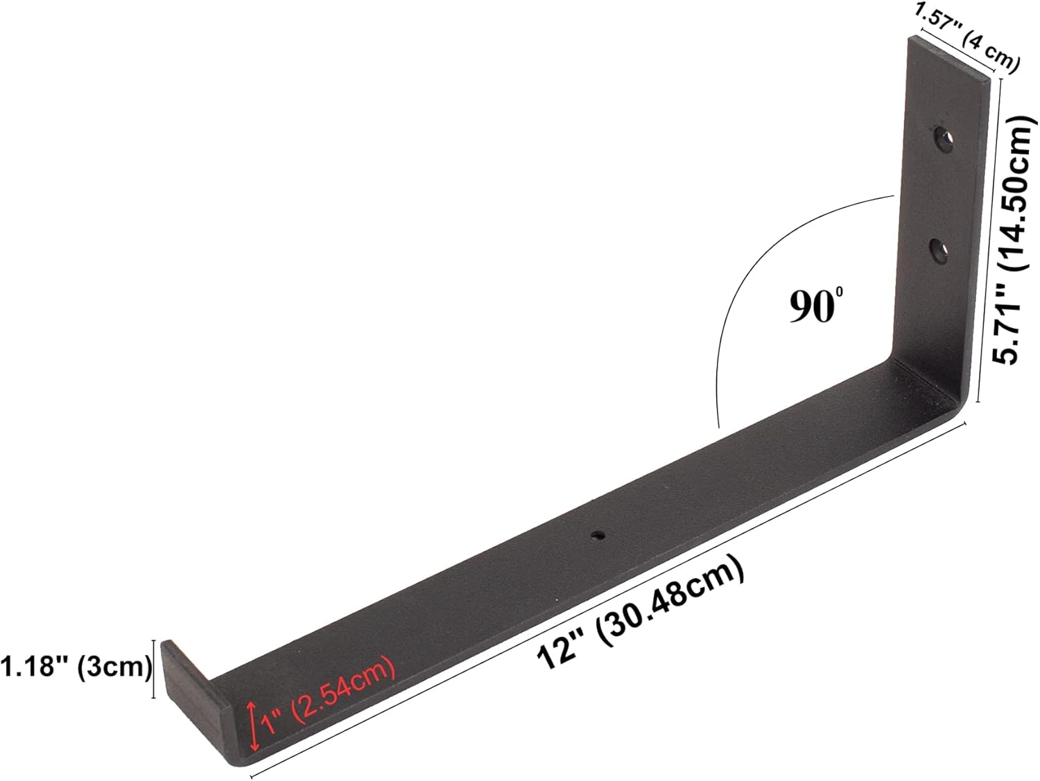 Premium Heavy Duty J Bracket for Floating Shelf, Metal Shelf Brackets, Iron Metal Brackets, Industrial J Bracket,Farmhouse Rustic Heavy Duty Brackets, Black Stainless Steel (12"- 2 Pack)