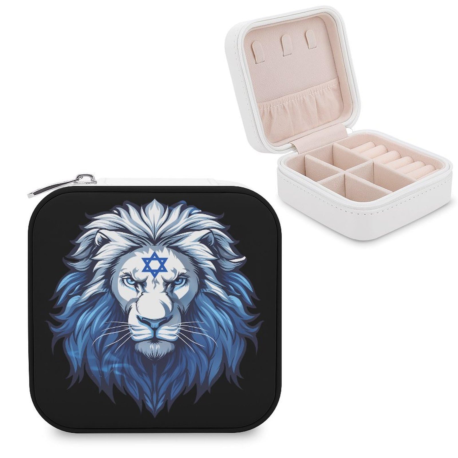 CUTJMDNGH Flag of Israel Lion Jewish Jewelry Box for Women Jewellery Case Organizer Storage Boxes Craft