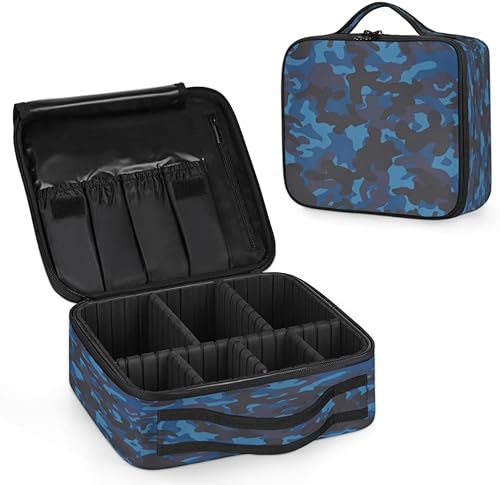 KOBLEN Bolsa de maquillaje de viaje para mujer, grande, cuadrada, portátil, profesional, coqueta, estuche cosmético con asa de profundidad de