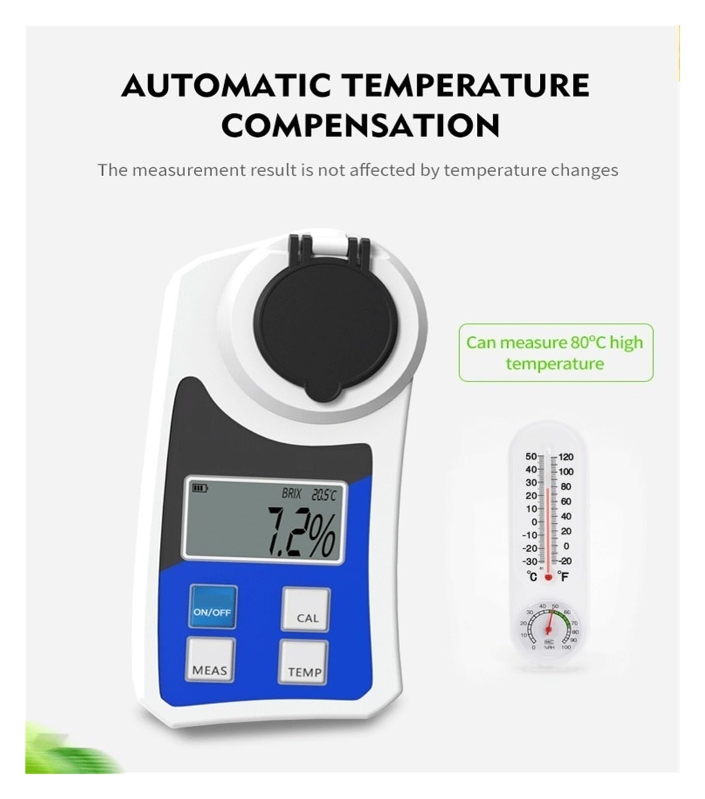 Refractómetro Digital Brix 0-35% 0-55% Brix Tester Meter Jugo De Fruta Cerveza Vino Azúcar Contenido Instrumento De Medición (Size : 0-35 range)