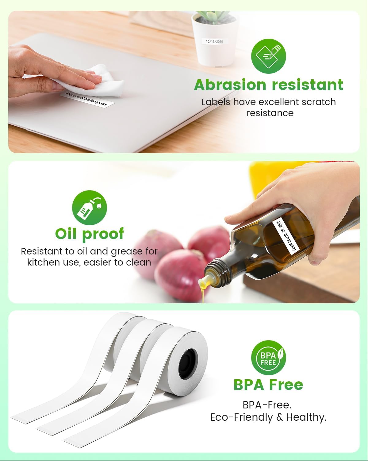 3 Rolls Compatible with SUPVAN E10 & E11 Label Maker Tape, Transparent,Continous 0.59in x 19.68ft (15mm x 6m), Standard Laminated Thermal Label Tape Refill,Replacement for SUPVAN E10 & E11