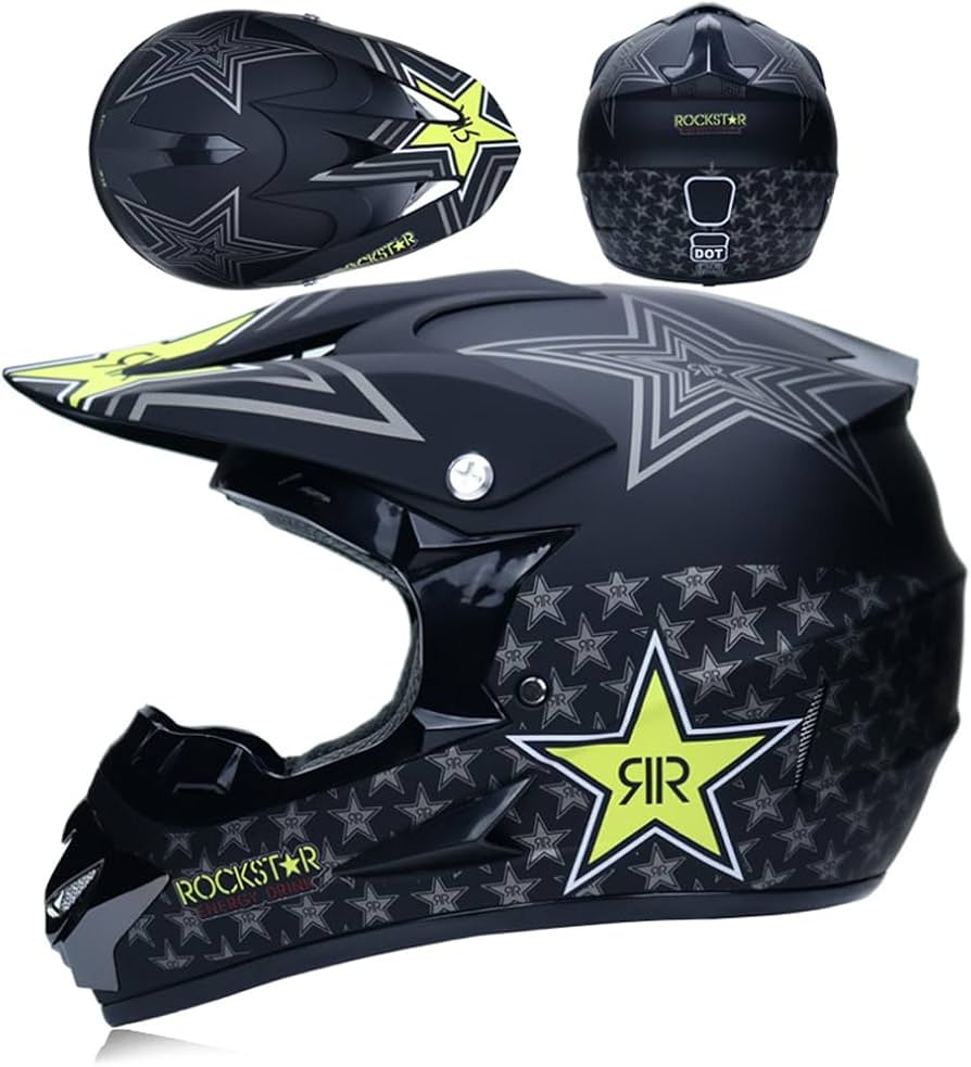 UIGJIOG Motocross Helm,Motorrad Crosshelm Für Mountainbike ATV BMX Downhill Offroad,Für Motorrad Crossbike Off Enduro Jugend Motocross Helm Kinder Motorrad Fahrrad Helm,Schwarz,S(52~53cm) Auto & Motorrad