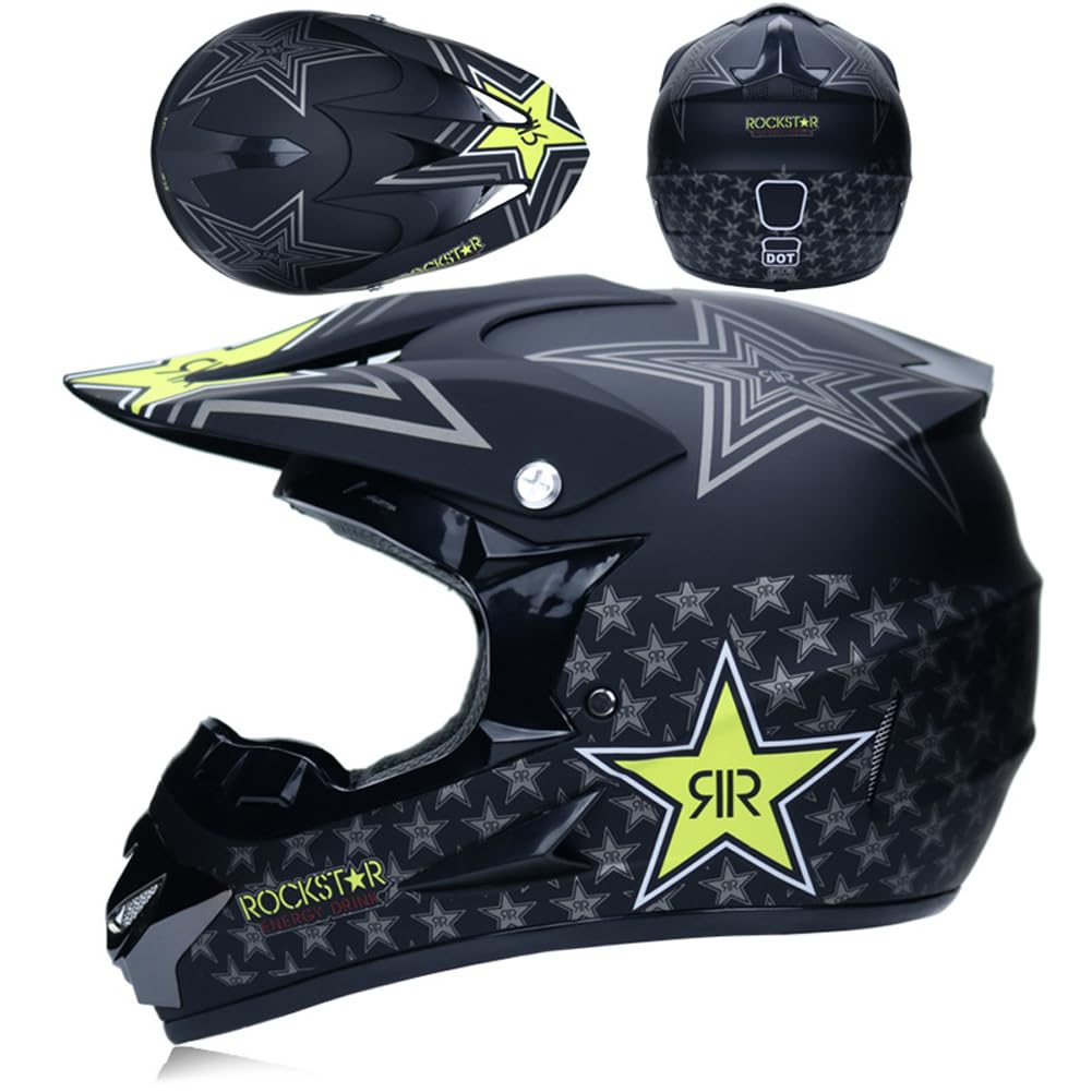 Casco Da Motocross Per Bambini - Casco Da Motociclista Per Bici Da Sporcizia Elettrica - Casco Da Moto ATV Per Off-Road MTB Integrale Adulti Con Occhiali