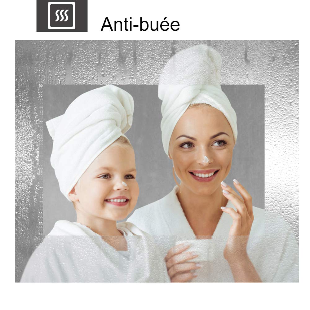 Miroir de Salle de Bain 90x70cm Anti-buée Miroir Mural avec éclairage LED modèle Carré 4.0