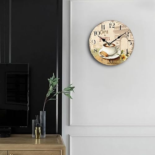 Miniatura 5 de HQF Eruner - Reloj vintage para sala de estar, estilo antiguo, reloj de madera para pared, estilo francés, reloj para comedor, cocina, resistente,