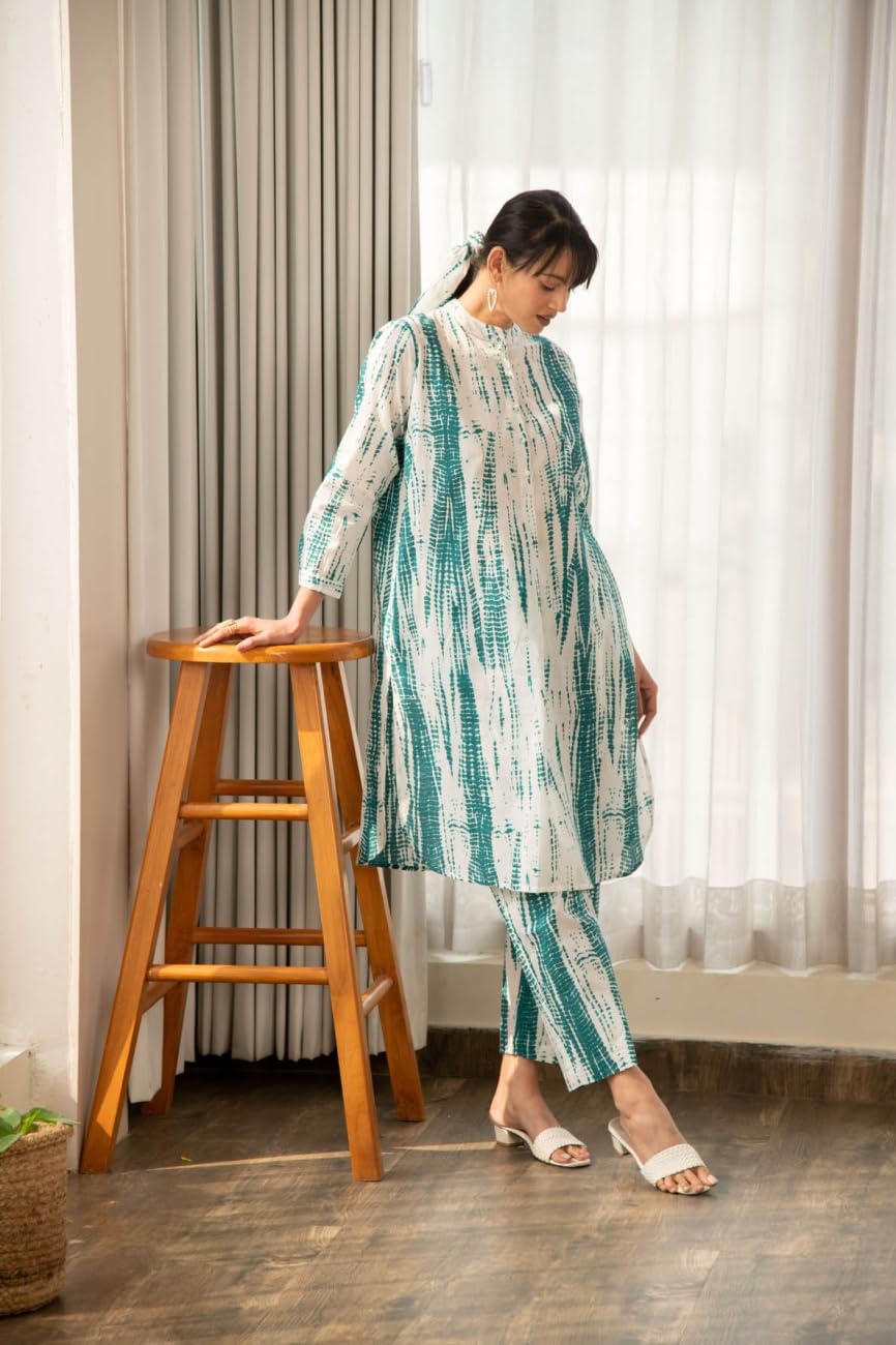 Lookmark Women's Printed Cotton Blend Straight Kurta Pant Set - Elegant Ethnic Wear Ensemble For Modern Women, Perfect For Any Occasion (Az-Lm-Og-Ks2119-Xl) White