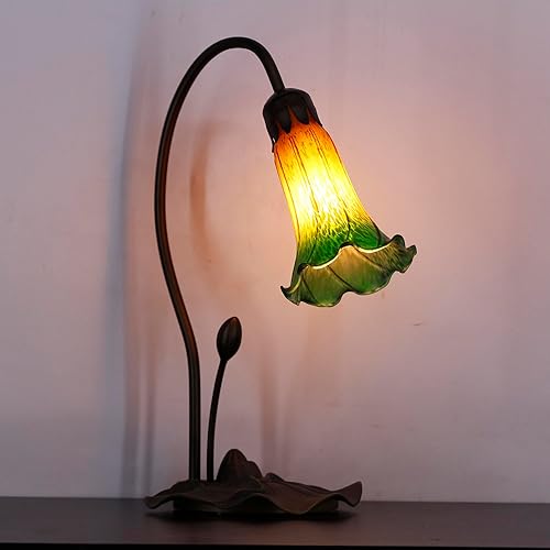 Miniatura 6 de Lily - Pantalla de repuesto para lámpara de cristal con tulipán, color marrón y azul, estilo Tiffany