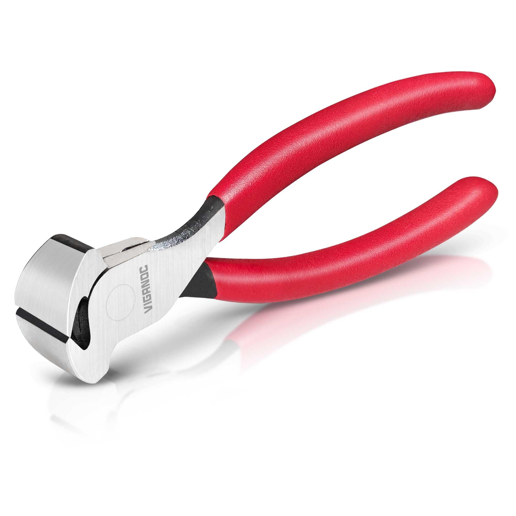 Viganoc 180mm (7 Inch) Nail Puller Pliers, End Cutting Nippers with Cr-V Steel Jaw & Non-Slip Grip, Professional Nail Remover Tool for Pulling Stubborn Nails, Wires, Staples - Polished Finish