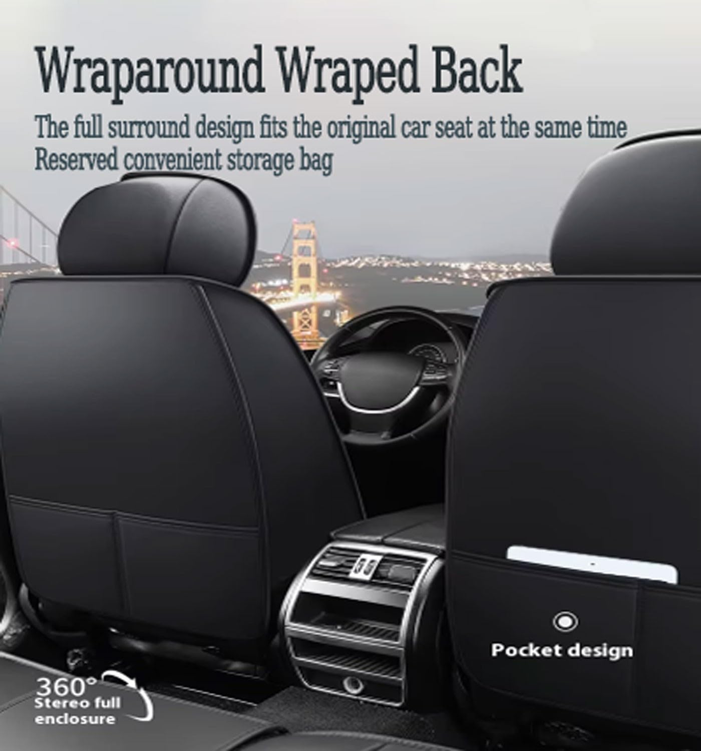 Funda Asiento Coche para Peugeot 5008 Juego Completo de Fundas Cuero Protectores Asiento Coche Delanteros y Traseros
