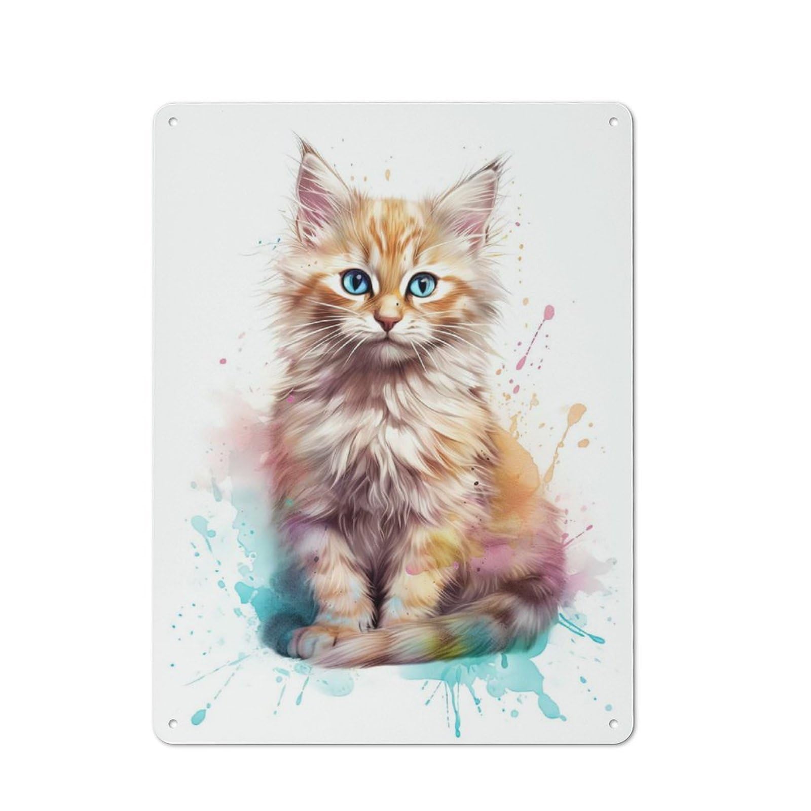 Junmoney Style-2 Industrial Baby Siberian Cat Kitten Tin Sign 40X30cm, Garage Wall Decor For Garage, Hobby Room, Office Or Man Cave