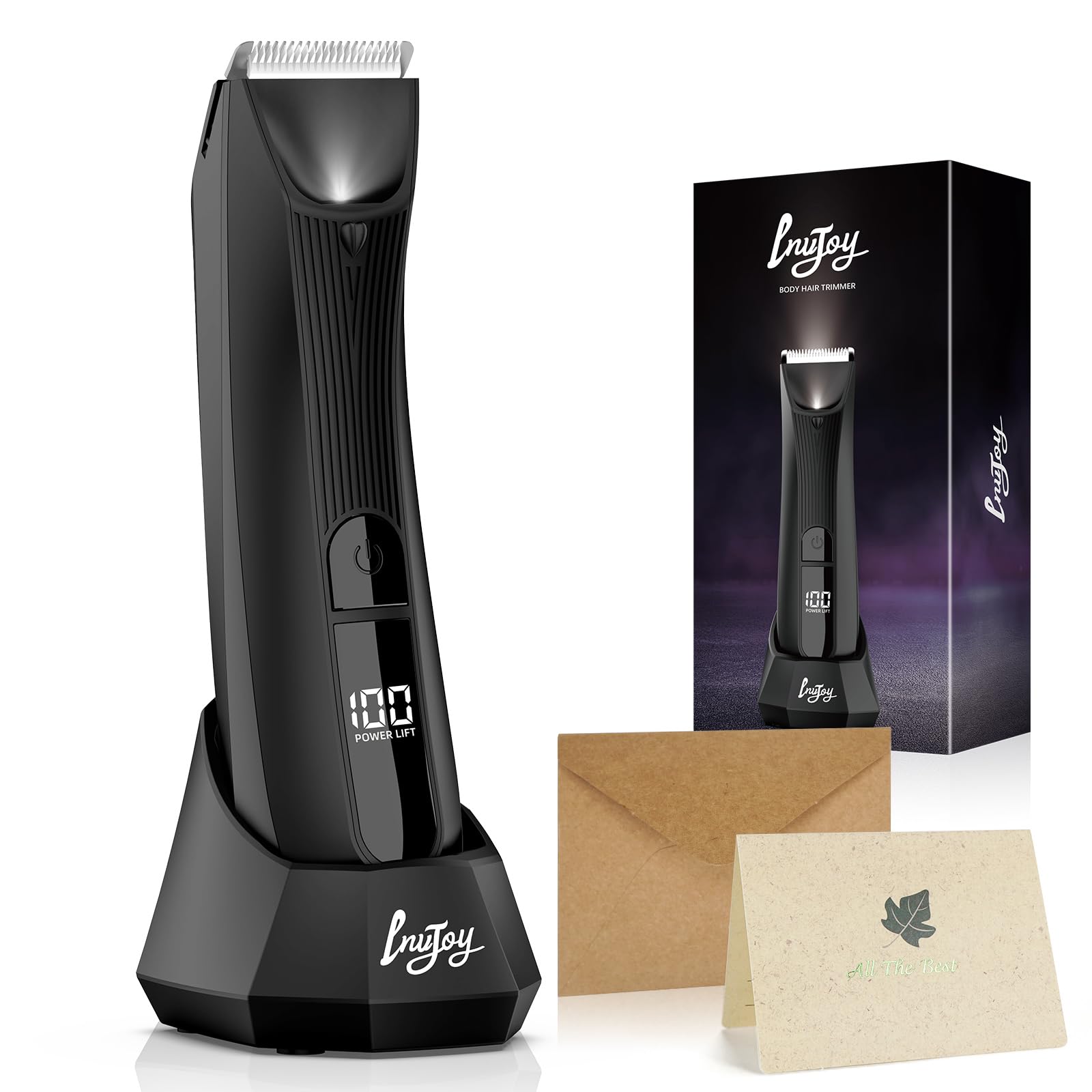 INVJOY Manscape Body & Pubic Hair Trimmer for Men w/Light