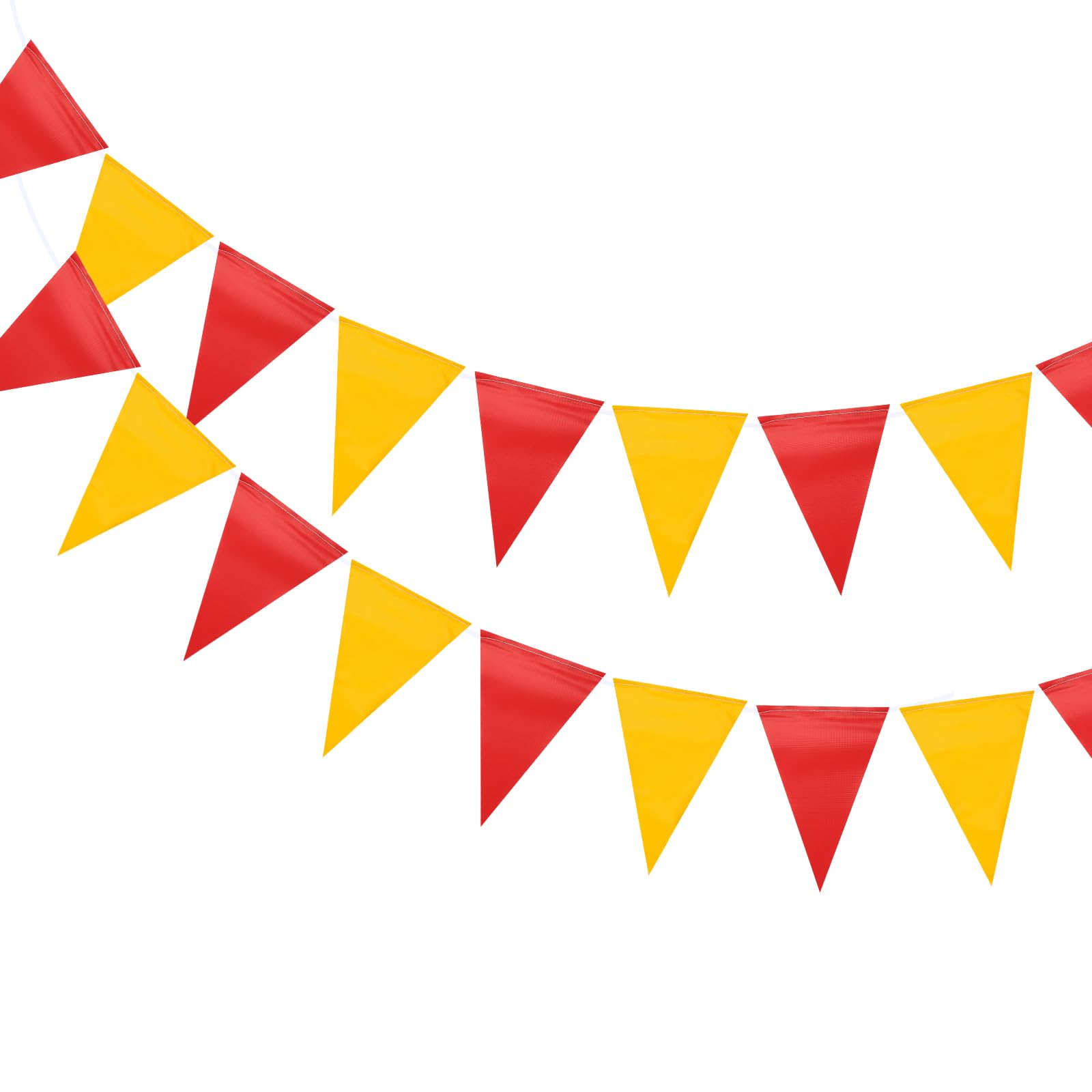 QUARKZMAN 1 Pezzo 30m Gagliardetti Bandiere Bandiera a Triangolo Corda Bandierina Triangolari per Decorazioni Festive Matrimonio Festa Compleanno, Rosso, Giallo