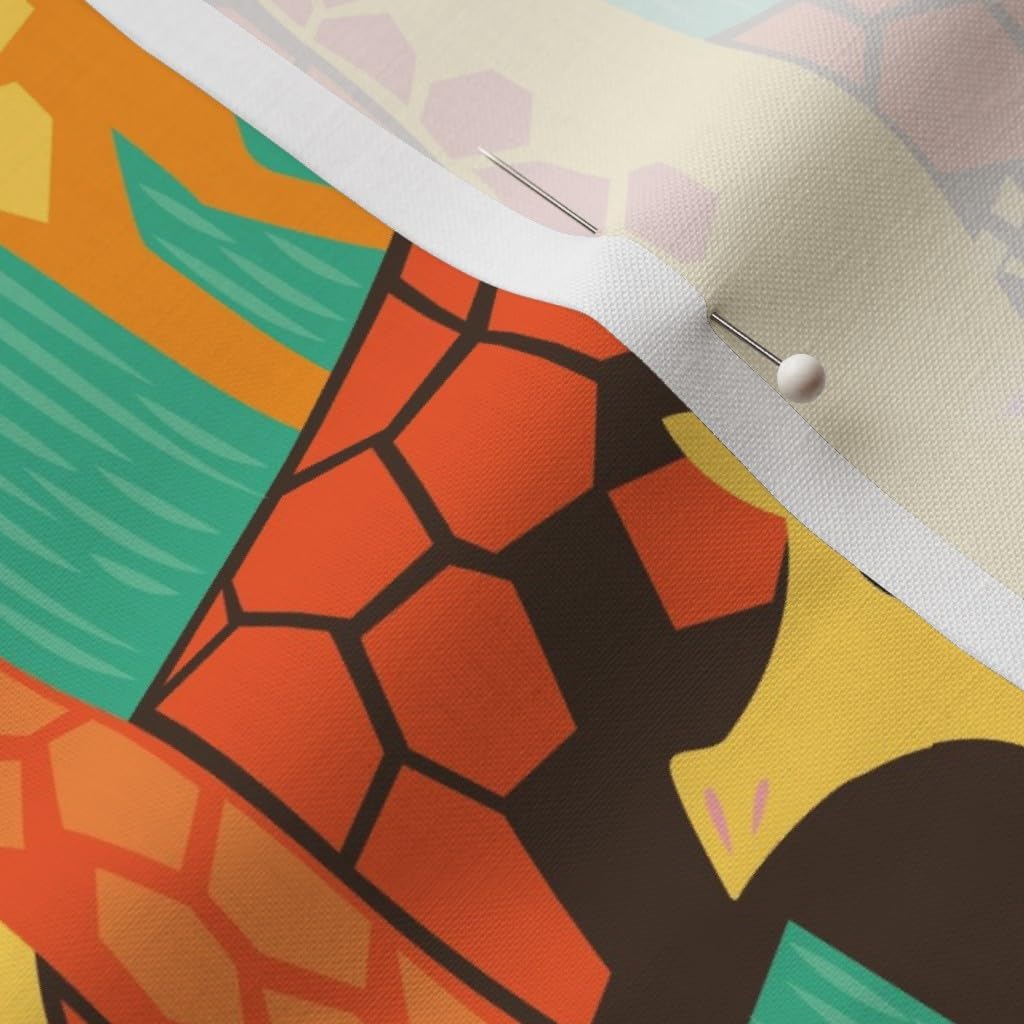 Spoonflower Fabric - Giraffe Orange Yellow Teal Zoo Giraffes Herd Safari Animal Colorful Printed on Petal Signature Cotton Fabric by The Yard - Sewing Quilting Apparel Crafts Decor