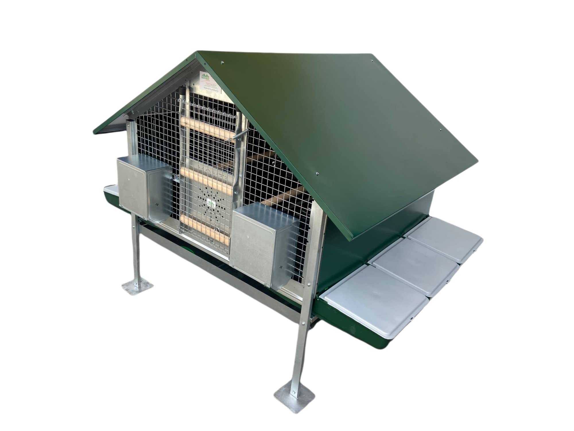Pollaio Procida per ca. 12 Galline. Casetta Interamente Zincata con Pareti Laterali Chiuse, Tetto Zincato e Verniciato di Verde, Rete Antintrusione Zincata. Ingombro Max cm 160 x 120 x H 120
