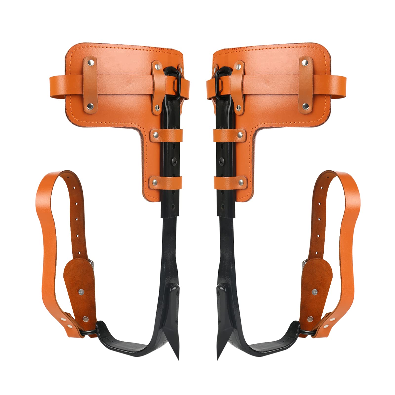 Equipo de escalada de árboles, crampones, altura ajustable y con correa de piel de vacuno, crampones de árbol, artefacto antideslizante para acampar en el bosque, recolección de frutas