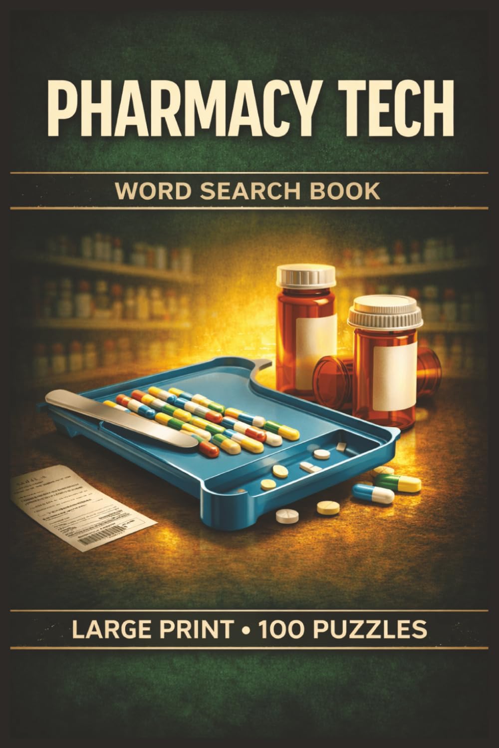 Pharmacy Tech Word Search Book: Large Print Puzzle Collection with 100 Word Searches on Medications, Pharmacy Skills, Calculations, and Technician
