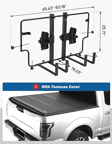 Miniatura 8 de JOYTUTUS Portabicicletas para cama de camión para camioneta de tamaño mediano, Portabicicletas de cama de camión, Portabicicletas pesadas,