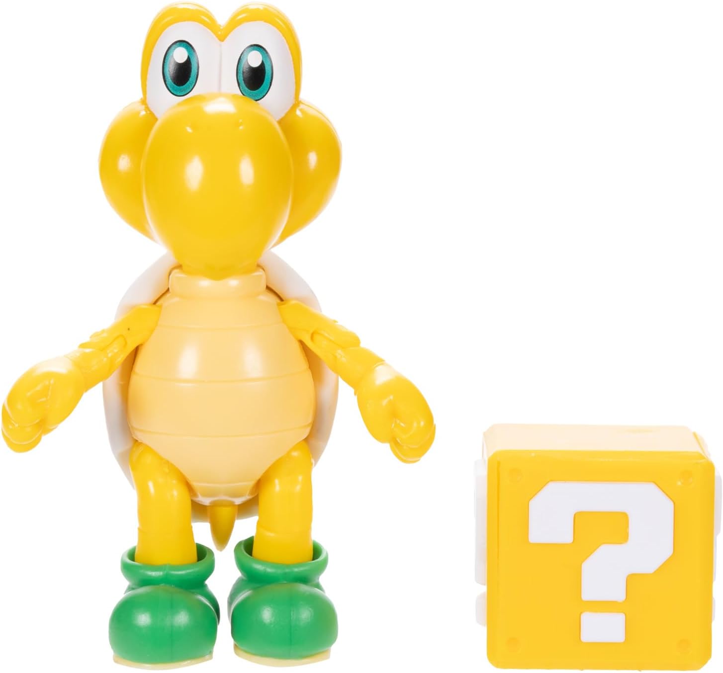 Nintendo Super Mario 4-Inch Green Koopa Troopa Poseable Figure with Question Block Accessory. Ages 3+ (Officially Licensed)