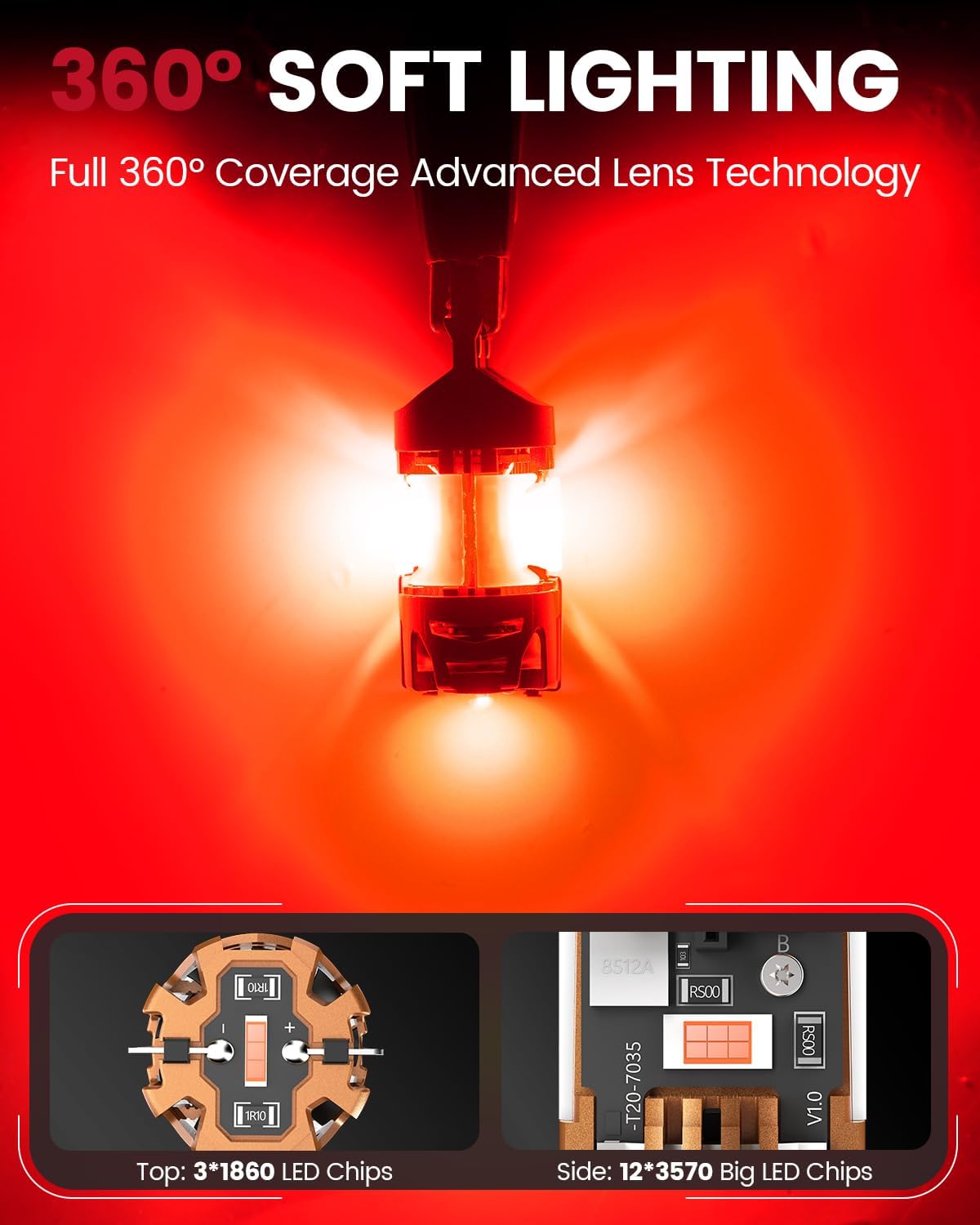 LASFIT 7440 7441 LED Bulbs Red Brake Tail Lights Rear Turn Signal Stop Lightswith Built-in Resistor Anti Hyper Flash Error Free for 2023-2026 Chevrolet Colorado Z71/ZR2/LT, Pack of 2