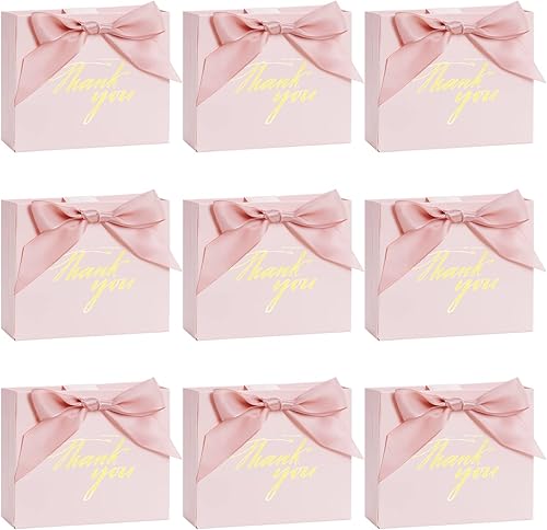 Miniatura 1 de Nydotd - 24 bolsas pequeñas de regalo de agradecimiento, mini bolsas de papel para fiesta, cajas de regalo rosas con lazo de cinta, bolsas de regalo