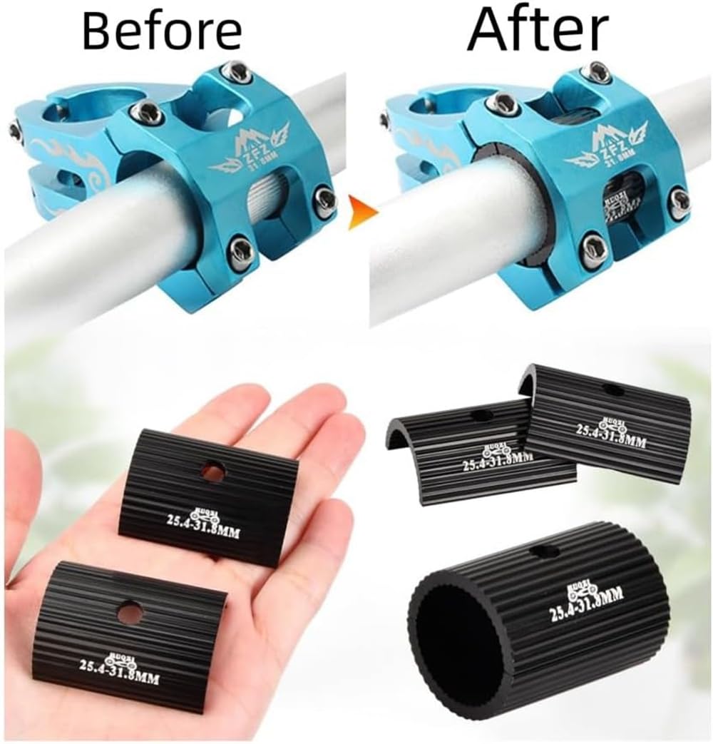 Saipor Lot De 2 Guidons De Vélo Shim Spacer Bike Potence Shims Adaptateur De Guidon De Vélo Rondelles En Alliage D'aluminium 25,4 à 31,8 Mm