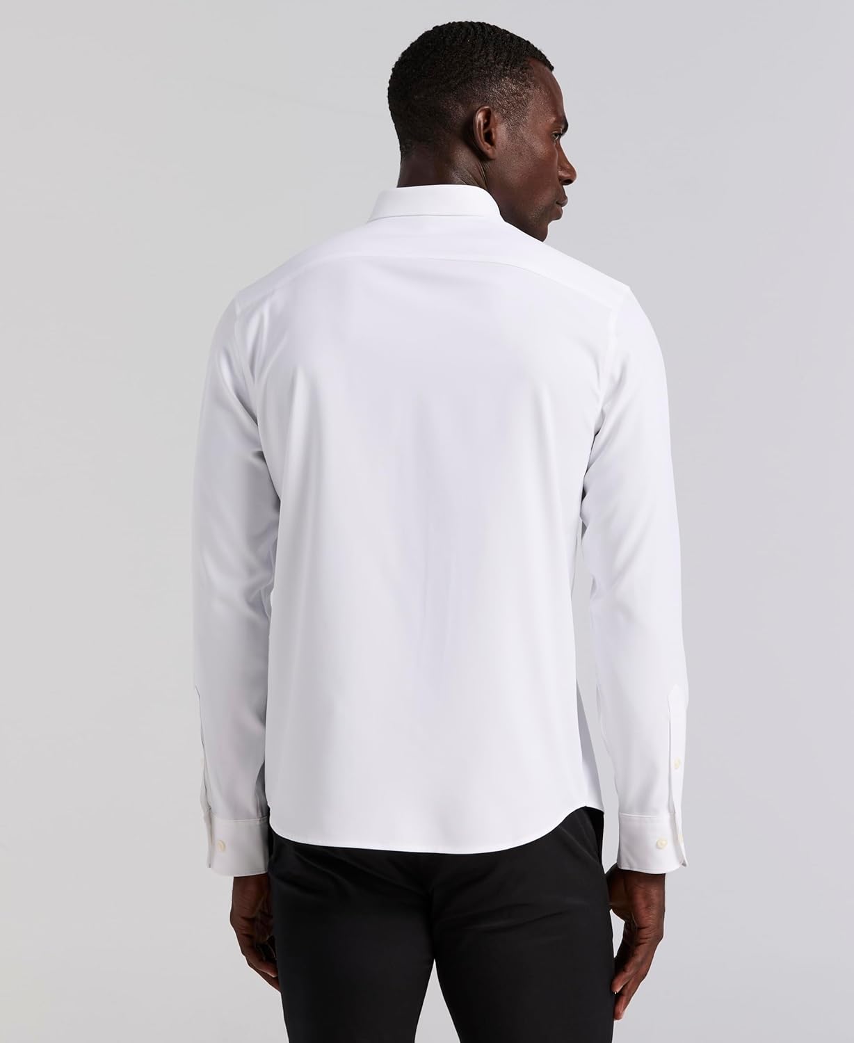 Perry Ellis Mens Men's Untucked Slim Fit Solid Long Sleeve Button-Down Stretch Shirt - Image 2