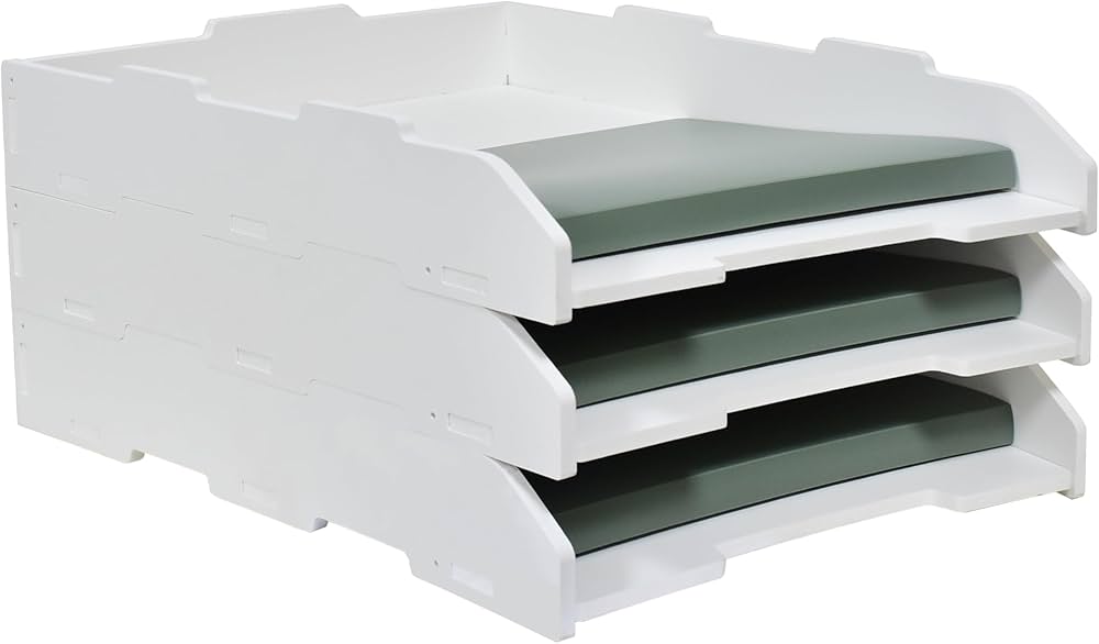 A3 Stackable Paper Tray, 3 Tier Desk File Organizer, Desktop