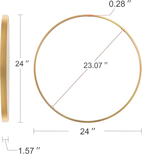 Miniatura 3 de 24" Wall Round Circle Mirror Bathroom Make Up Vanity Mirror - Golden