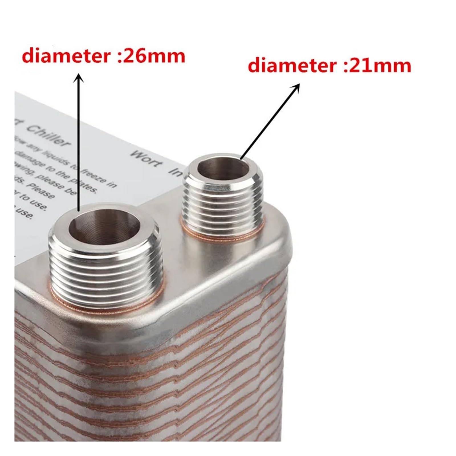 Scambiatore di calore, Refrigeratore di mosto a 60 piastre,Piastra filettata per tubi da giardino in acciaio inossidabile 304,Scambiatore di calore a piastre ad alta efficienza Homebrewing,Porta NPT 3