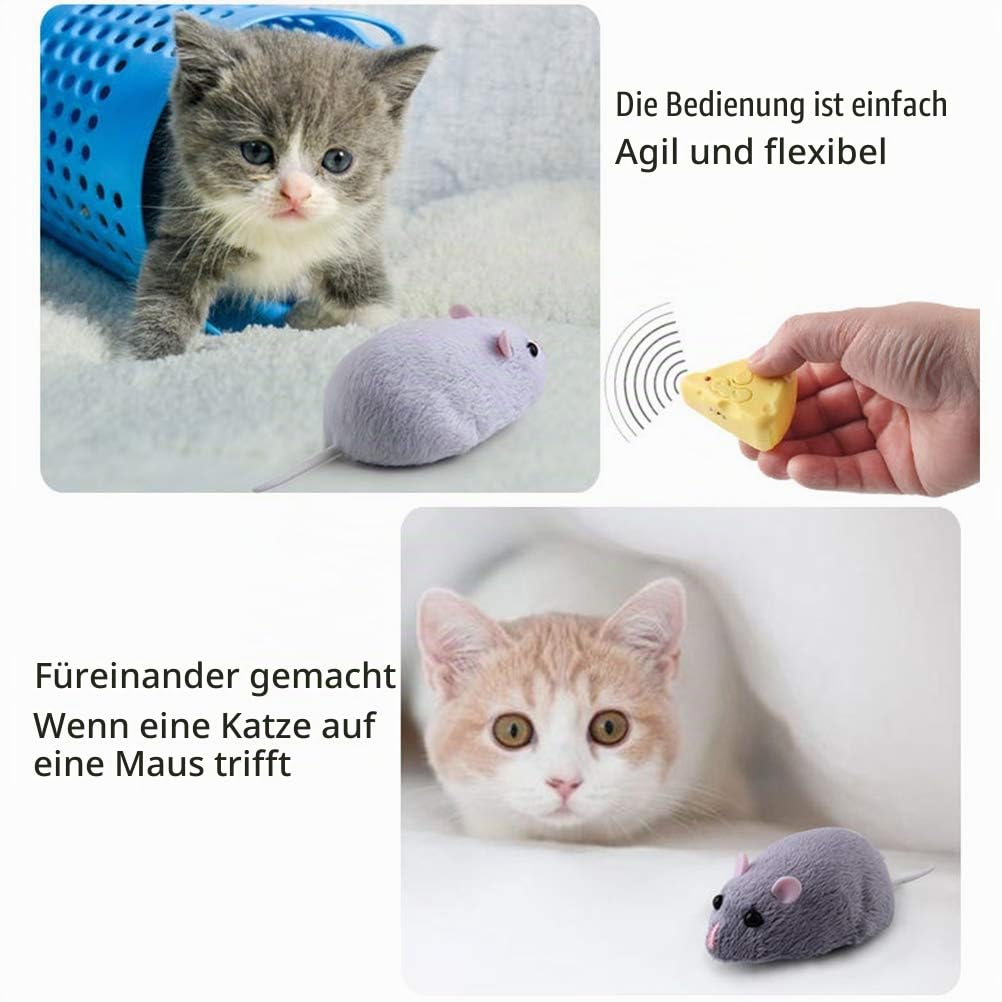 Maus mit Fernbedienung Katzen, Plüsch, elektrisch, mit Fernbedienung Käse, Katzenspielzeug