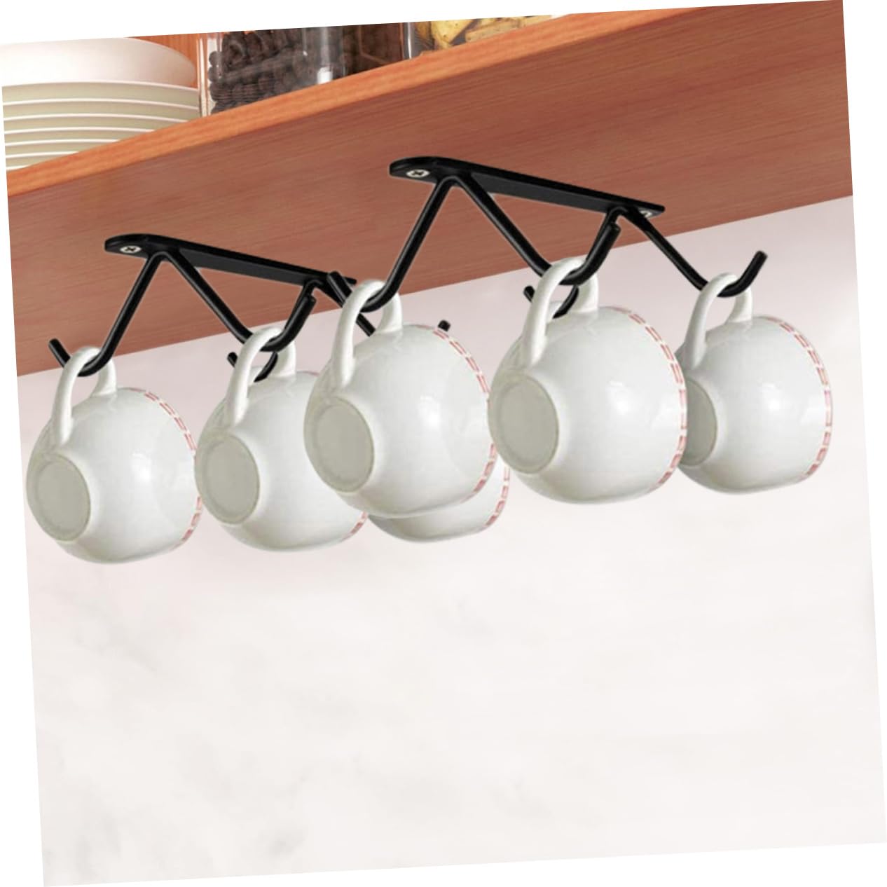 IMIKEYA 4 Set Allacciare Appendiabiti Per Tazze Domestiche Portabicchieri Sottopensile Cucina Portabicchieri Per Uso Domestico Staffa Per Tazza Domestica Black Ferro Da Stiro 2 Pezzi * 4