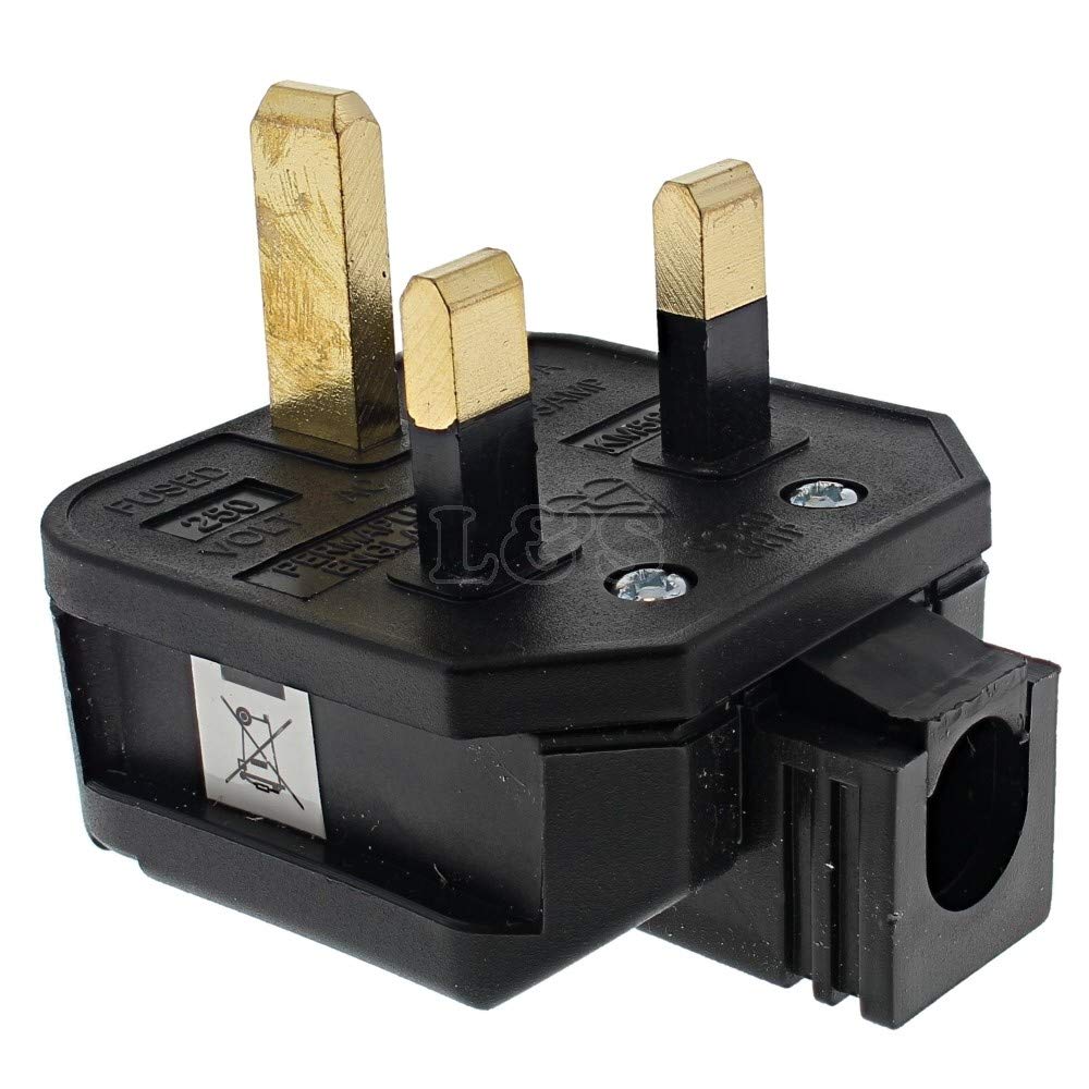 L&S Engineers Black Heavy Duty 3-Pin Plug 13 Amp - 240V, Sold Individually