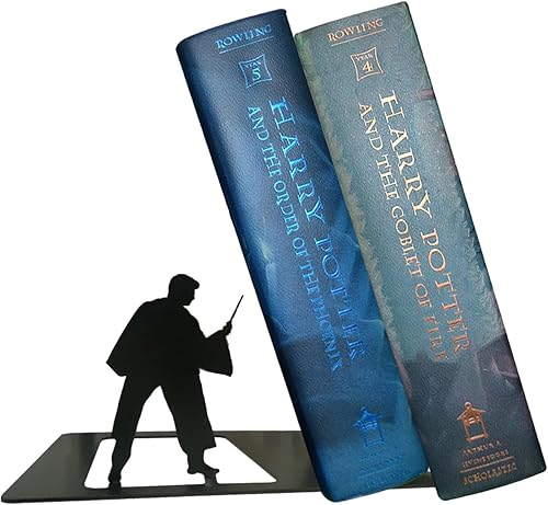 Sujetadores de libros de metal negro inspirados en la película mágica, soporte para libros de regalo para amantes de los libros, habitación o