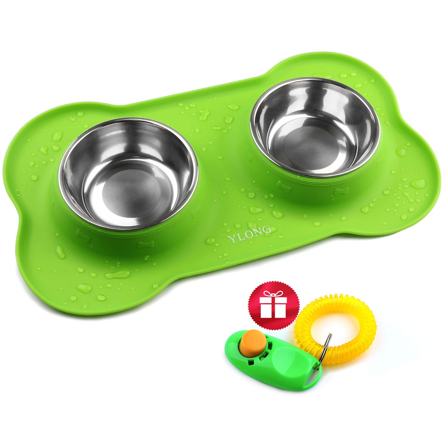 YLONG Pet Bowls- Stainless Steel Dog Bowl, Professional Dog Silicone Bowl, With No Spill Non-Skid,Feeder Bowls,16ounces 450ml Each Bowl,Apply for Dogs Cats or Other Small Animals