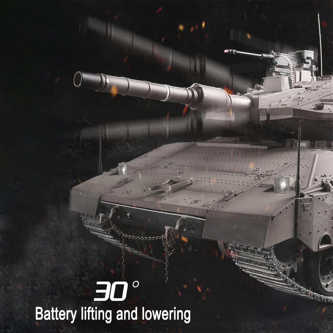 Czołgi RC dla dorosłych, 1/16 Israel Merkava-IV 2,4G RC czołg bojowy na podczerwień model pojazdu wojskowego z dźwiękiem i efektami dymu, zestawy modeli zdalnego sterowania 2,4 G (RTR)
