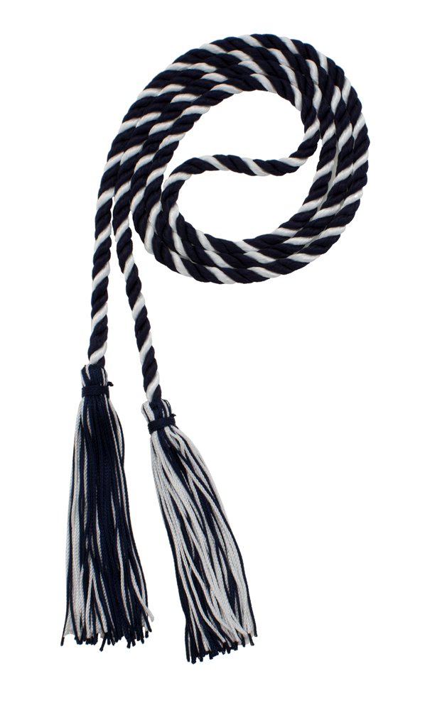 Tassel Depot Graduation Honor Cord - Navy/White - Every School Color Available - Made In Usa