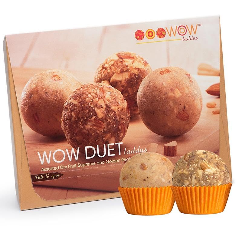 Image of WOW Laddus Combo Pack - DUET Dry Fruit & Nuts 220 Grams Pack of 6 | QUART Dry Fruit Supreme, Nuts Opus, Seed Nouvelle & Golden Grain 140 Grams Pack of 4 | Natural Jaggery Sweetened | No Added Preservative