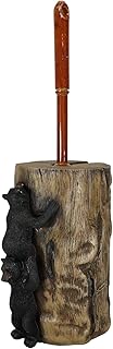Ebros Gift 13.5" Tall Whimsical Forest Mountain Black Bears Teamwork and Trust Routine Toilet Brush Scrub and Base Holder Bathroom Gift 2 Piece Set Statue Rustic Cabin Lodge Bears Decor Accent