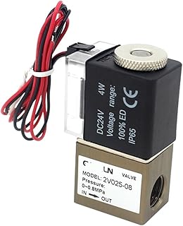 2V025-08 Normally Closed Wire Lead Type Pneumatic Control Valve 12V 24V 220V 1/4inch BSP 2 Way 2 Position Air Solenoid Valve 1Pcs (Color : with 10mm Fittings, Size : 2V025-06 NC DC12V)