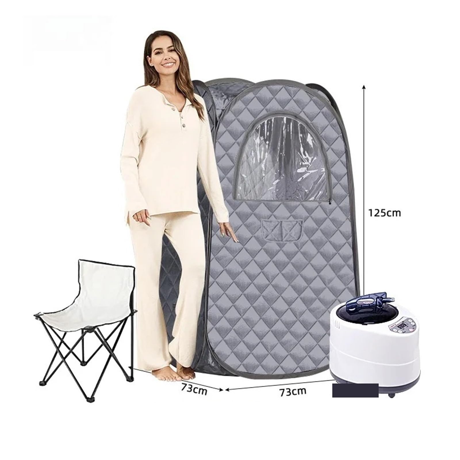 Sauna parowa, Domowe Spa Sauna Parowa Składany Namiot Do Sauny Z Generatorem Pary 3L I 1000W Przenośne Pokoje Osobiste Całe Ciało,do domu(Grey-Set)