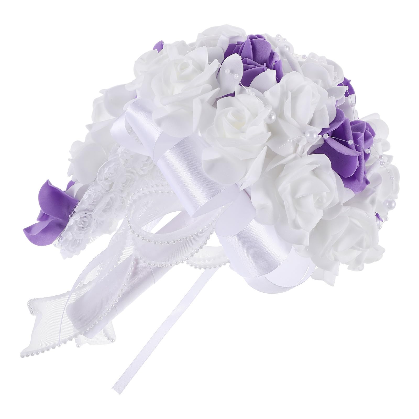Purple PE Artificial Rose Bridal Bouquet for Wedding Ceremony Photoshoot